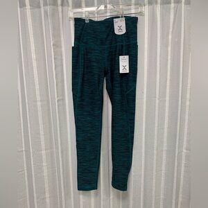 Xersion Teal Green Blue Leggings High Rise Fitted 7/8 Ankle‎ Size S - NWT